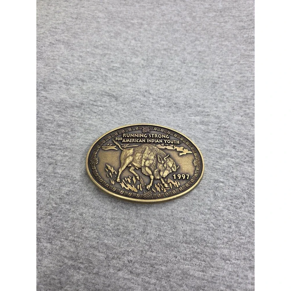 1997 Running Strong for American Indian Youth Brass Belt Buckle